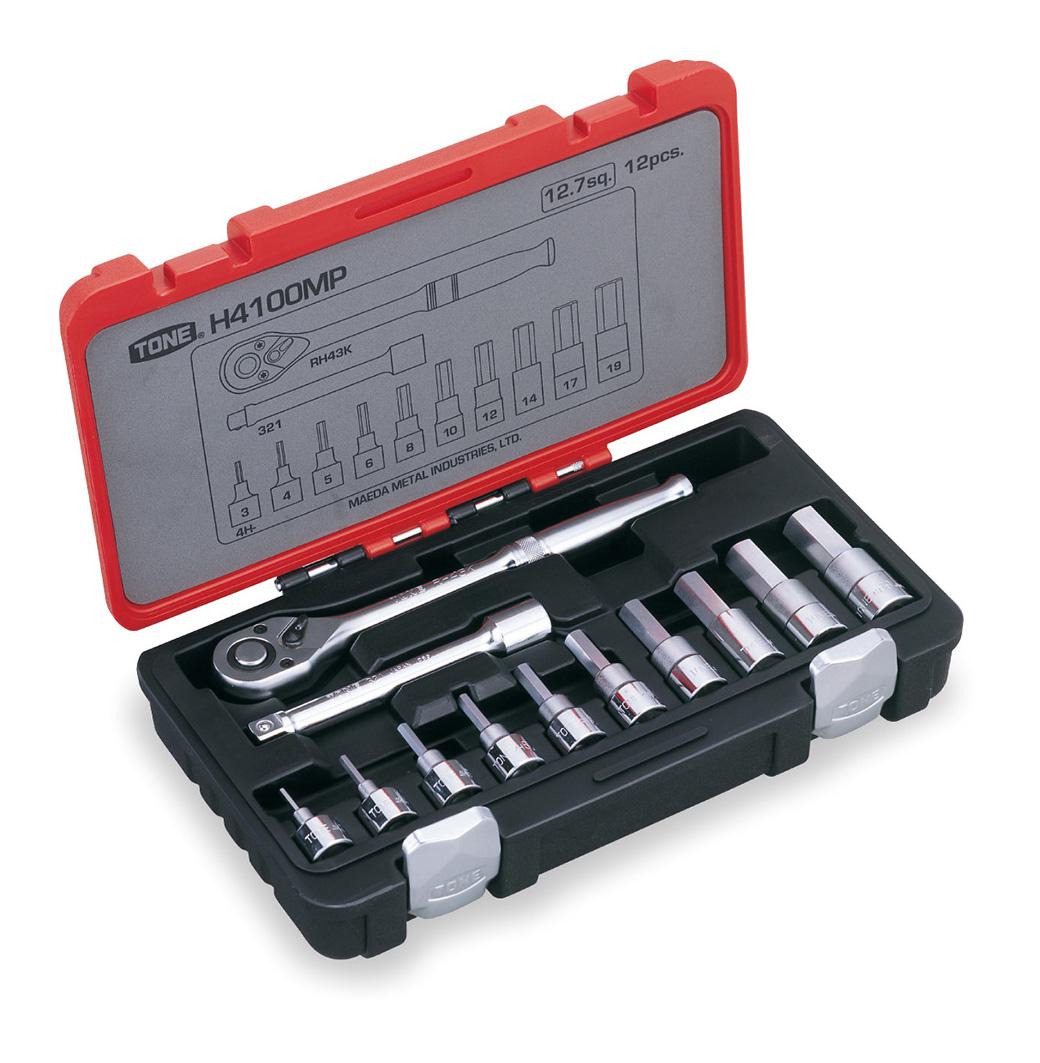 Bộ đầu khẩu lục giác TONE 12 chi tiết H4100MP